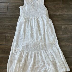 White Gauze Sleeveless Maxi Dress
